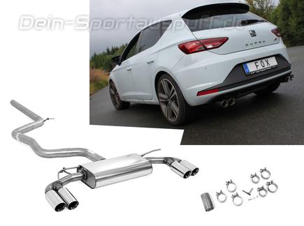 Fox Edelstahl Duplex Racing-Komplettanlage ab Kat Seat Leon 5F Cupra 300 je 2x80mm rund doppelwandig abgeschrägt