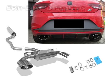 Fox Edelstahl Duplex Sportauspuff-Komplettanlage ab Kat Seat Leon 5F Cupra 300 je 160x90mm oval eingerollt seitlich u. nach unten abgeschrägt
