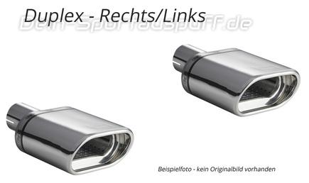 Ulter Duplex Sportauspuff Fiat PUNTO 2 07/99-06 145x75mm flachoval eingerollt abgeschrägt mit Absorber