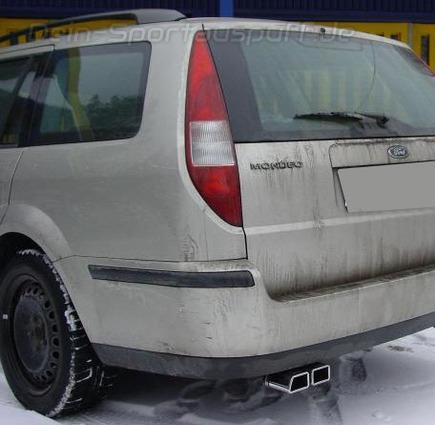 Ulter Sportauspuff Ford MONDEO mk3 Kombi 10/00 – 02/07 86x54mm trapezförmig eingerollt gerade ohne Absorber