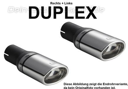 Ulter Duplex Sportauspuff Ford FOCUS 1 Kombi 98-2005 95x65mm oval eingerollt abgeschrägt mit Absorber