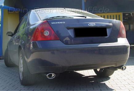 Ulter Duplex Sportauspuff Ford MONDEO mk3 Lim., Fließheck 10/00-06 120x80mm oval eingerollt abgeschrägt mit Absorber
