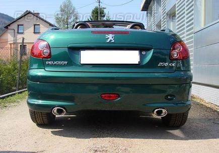 Ulter Duplex Sportauspuff Peugeot 206 98-03 120x80mm oval eingerollt gerade mit Absorber
