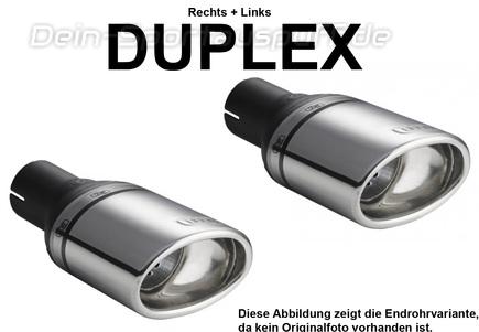 Ulter Duplex Sportauspuff Skoda SUPERB 2002- 120x80mm oval eingerollt abgeschrägt mit Absorber