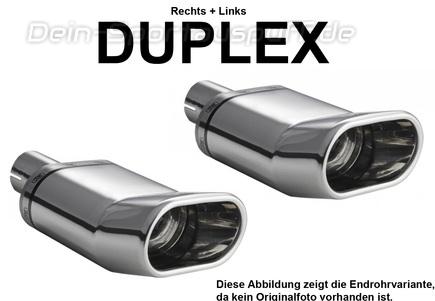 Ulter Duplex Sportauspuff Skoda FABIA 1 Lim., Kombi 145x75mm DTM flachoval eingerollt gerade mit Absorber