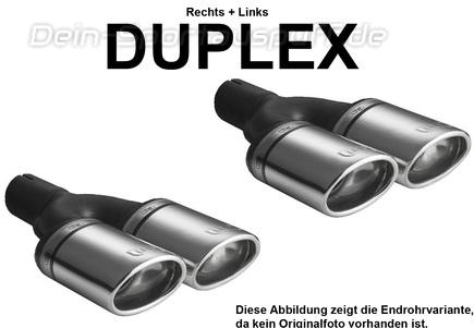 Ulter Duplex Sportauspuff Skoda SUPERB 2002- 95x65mm oval eingerollt abgeschrägt mit Absorber