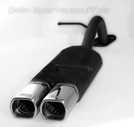 Ulter Sportauspuff Toyota YARIS 99-05 80x65mm rechteckig eingerollt gerade mit Absorber