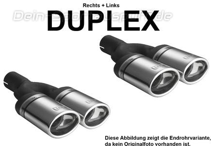 Ulter Duplex Sportauspuff Volkswagen GOLF 4 10/97-06/04 95x65mm oval eingerollt gerade mit Absorber