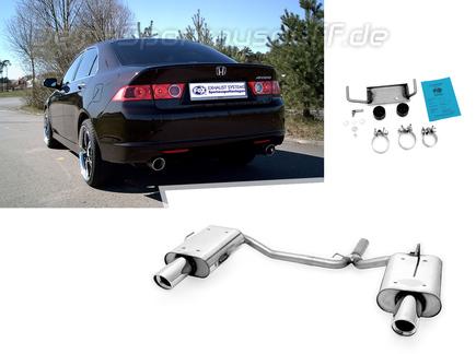 Fox Edelstahl Duplex Sportauspuff Honda Accord 7 CL7 CN1 Bj.02-08 je 1x100mm rund eingerollt abgeschrägt mit Absorber
