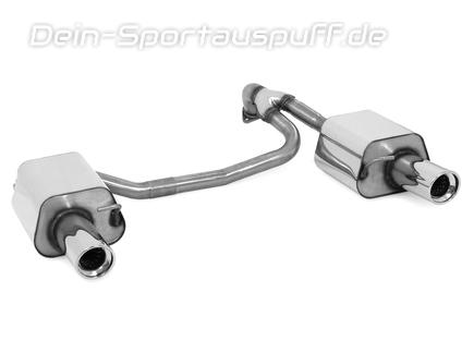 Fox Edelstahl Duplex Sportauspuff Hyundai Coupe GK Tiburon 1.6l 2.0l Bj.02-06 1x100mm rund eingerollt abgeschrägt mit Absorber