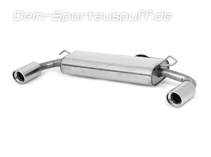 Fox Edelstahl Duplex Sportauspuff Mitsubishi Lancer 8 CYO Benzin Stufenheck u. Sportback 1x100mm rund eingerollt abgeschrägt mit Absorber