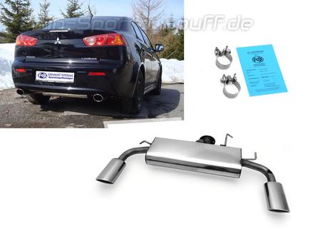 Fox Edelstahl Duplex Sportauspuff Mitsubishi Lancer 8 CYO Benzin Stufenheck u. Sportback 1x115x85mm oval eingerollt abgeschrägt