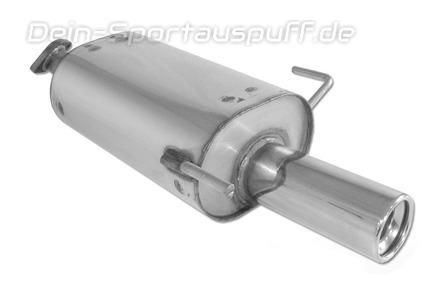 Fox Edelstahl Sportauspuff Nissan Almera N15 Fließheck Bj.95-00 1x80mm rund eingerollt gerade mit Absorber