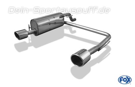 Fox Edelstahl Duplex Sportauspuff Opel Corsa D mit NRE-Stoßstange 1x100mm rund eingerollt abgeschrägt