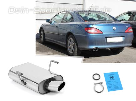 Fox Edelstahl Sportauspuff Peugeot 406 Coupe 115x85mm oval eingerollt abgeschrägt