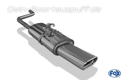 Fox Edelstahl Sportauspuff VW Polo 86C 135x80mm flachoval eingerollt abgeschrägt mit Absorber