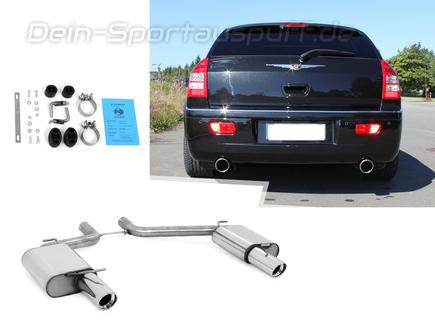 Fox Edelstahl Duplex Sportauspuff Chrysler 300 C 3.0 CRD inkl. AWD Limousine/Kombi ab 04 1x100mm rund eingerollt abgeschrägt mit Absorber
