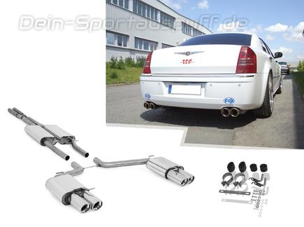 Fox Edelstahl Duplex Sportauspuff-Komplettanlage ab Kat Chrysler 300 C 5.7l inkl. AWD Limousine/Kombi ab 04 2x100mm rund eingerollt abgeschrägt mit Absorber