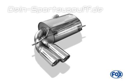 Fox Edelstahl Sportauspuff Audi S3 8P quattro Sportback 2x90mm rund eingerollt abgeschrägt mit Absorber