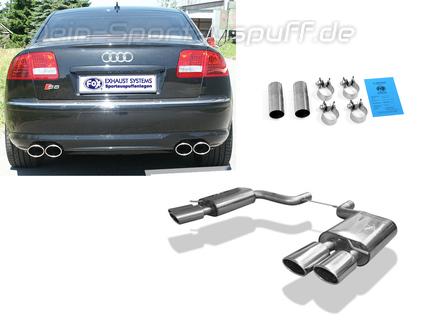 Fox Edelstahl Duplex Sportauspuff Audi S8 4E Typ D3 2x115x85mm oval eingerollt abgeschrägt