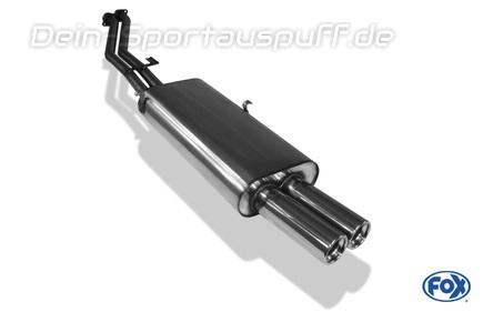 Fox Edelstahl Sportauspuff ab Kat BMW 3er E30 320i u. 325i bis Bj.09.87 2x76mm rund eingerollt gerade mit Absorber