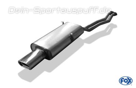 Fox Edelstahl Sportauspuff ab Kat BMW 3er E30 320i u. 325i bis Bj.09.87 135x80mm flachoval eingerollt abgeschrägt mit Absorber