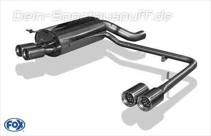 Fox Edelstahl Duplex Sportauspuff BMW 7er E65 735i 745i 2001- 2x80mm rund eingerollt gerade mit Absorber