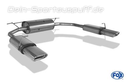 Fox Edelstahl Duplex Sportauspuff Chrysler 300 M 150x70mm flachoval eingerollt abgeschrägt mit Absorber