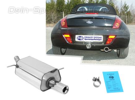 Fox Edelstahl Sportauspuff Ford Street KA Typ RL ab 2002 1x80mm rund eingerollt gerade mit Absorber