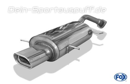 Fox Edelstahl Sportauspuff Mazda MX-3 1.6l Bj.91-99 135x80mm flachoval eingerollt abgeschrägt mit Absorber