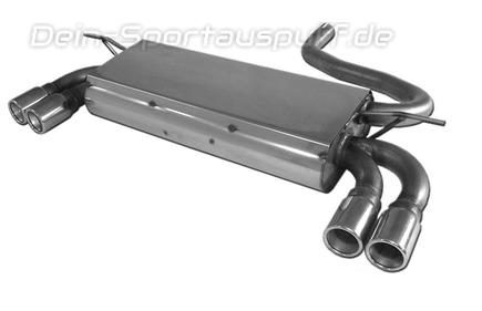 Fox Edelstahl Duplex Sportauspuff Mini One u. Cooper R50 2x76mm rund eingerollt gerade mit Absorber