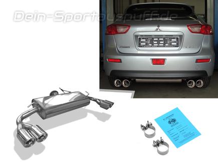 Fox Edelstahl Duplex Sportauspuff Mitsubishi Lancer 8 CYO Benzin Stufenheck u. Sportback 2x90mm rund eingerollt abgeschrägt mit Absorber