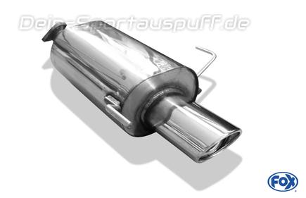 Fox Edelstahl Sportauspuff Nissan Almera N15 Fließheck Bj.95-00 115x85mm oval eingerollt abgeschrägt mit Absorber