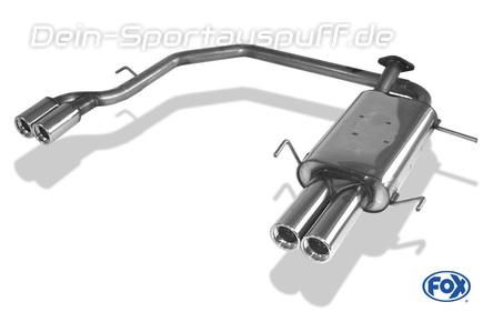 Fox Edelstahl Duplex Sportauspuff Nissan Primera P11 Limousine 96-99 2x90mm rund eingerollt gerade mit Absorber