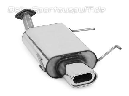 Fox Edelstahl Sportauspuff Nissan Primera P11 Kombi Traveller 135x80mm flachoval eingerollt abgeschrägt mit Absorber