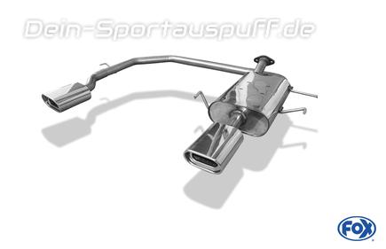 Fox Edelstahl Duplex Sportauspuff Nissan Primera P11 Kombi Traveller 135x80mm flachoval eingerollt abgeschrägt mit Absorber