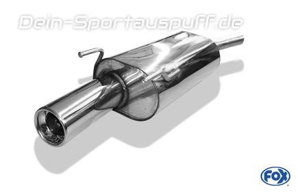 Fox Edelstahl Sportauspuff Opel Corsa B 1x90mm rund eingerollt gerade mit Absorber