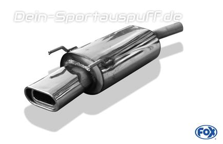 Fox Edelstahl Sportauspuff Opel Corsa B 135x80mm flachoval eingerollt abgeschrägt mit Absorber