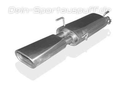 Fox Edelstahl Sportauspuff Opel Astra F Stufenheck u. Cabrio 3-Punkt-Aufhängung 135x80mm flachoval eingerollt abgeschrägt mit Absorber