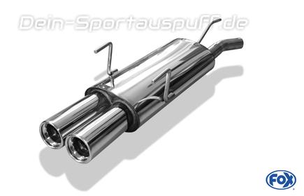 Fox Edelstahl Sportauspuff Opel Astra F Caravan 3-Punkt-Aufhängung 2x80mm rund eingerollt gerade mit Absorber