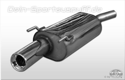 Fox Edelstahl Sportauspuff Ø60mm-System Opel Tigra A 1x90mm rund eingerollt gerade mit Absorber