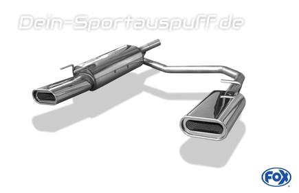 Fox Edelstahl Duplex Sportauspuff Ø60mm-System Opel Tigra A 160x80mm flachoval eingerollt abgeschrägt mit Absorber
