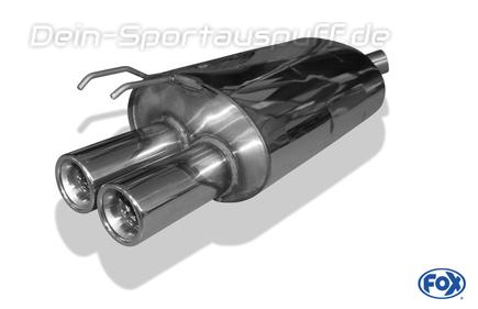 Fox Edelstahl Sportauspuff Renault Twingo 1 Typ C06 Bj.93-07 2x70mm rund eingerollt gerade mit Absorber