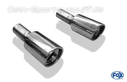 Fox Edelstahl Duplex Endrohrsatz Renault Laguna 3 Grandtour je 90mm rund eingerollt abgeschrägt mit Absorber
