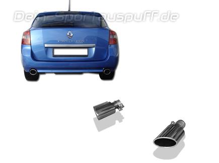 Fox Edelstahl Duplex Endrohrsatz Renault Laguna 3 Grandtour je 115x85mm oval eingerollt seitlich abgeschrägt