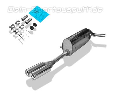 Fox Edelstahl Sportauspuff Skoda Fabia 5J Combi ab 2007 2x76mm rund eingerollt gerade mit Absorber