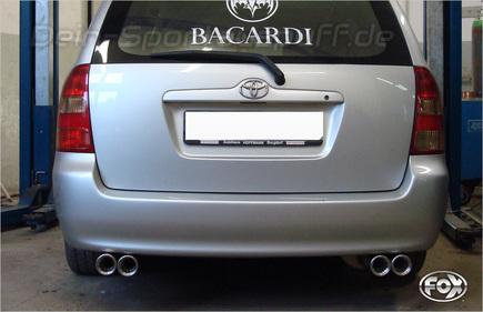 Fox Edelstahl Duplex Sportauspuff Toyota Corolla E12 Kombi 2x80mm rund eingerollt gerade mit Absorber