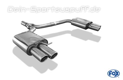 Fox Edelstahl Duplex Sportauspuff Audi A4 B8 8K Limousine/Avant 2.0l TFSI inkl. Quattro je 2x80mm rund eingerollt abgeschrägt mit Absorber