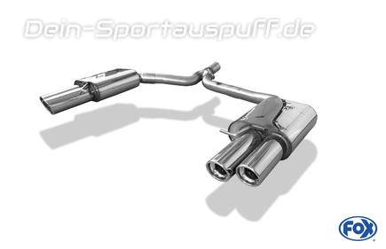 Fox Edelstahl Duplex Sportauspuff Audi A4 B8 8K Limousine/Avant 2.0l TFSI inkl. Quattro je 2x90mm rund eingerollt abgeschrägt mit Absorber