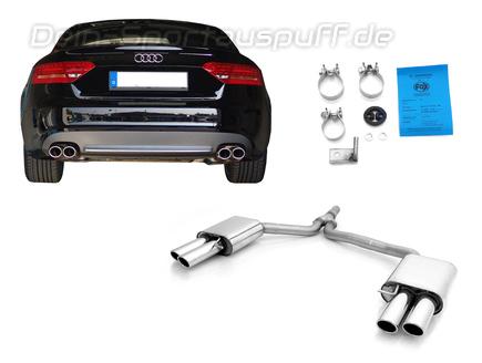 Fox Edelstahl Duplex Sportauspuff Audi A4 B8 8K Limousine/Avant 2.0l TFSI inkl. Quattro je 2x88x74mm oval eingerollt abgeschrägt